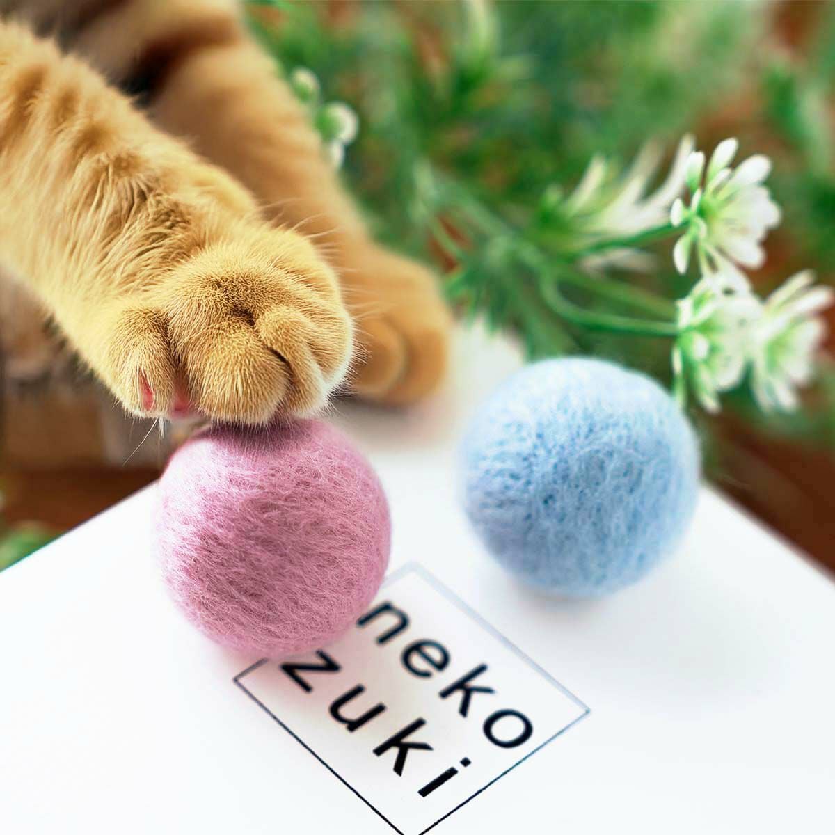 子猫用おもちゃのフェルトボール。コロコロ遊びで運動不足解消