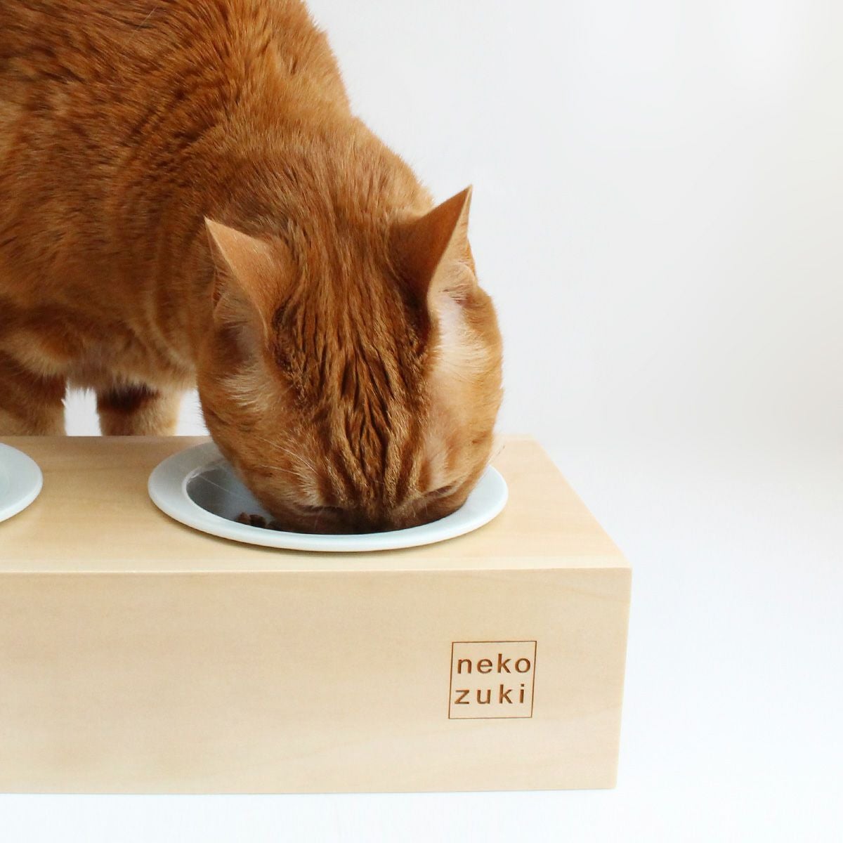はめ込み式猫用食器台のための磁器。まんまボウルhole用