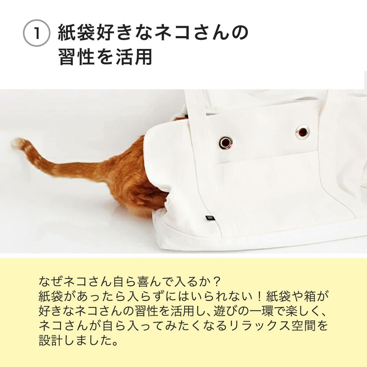 キャリーバッグを嫌がる猫におすすめ。ねこずきなトート キャリーバッグを嫌がる猫におすすめ。ねこずきなトート