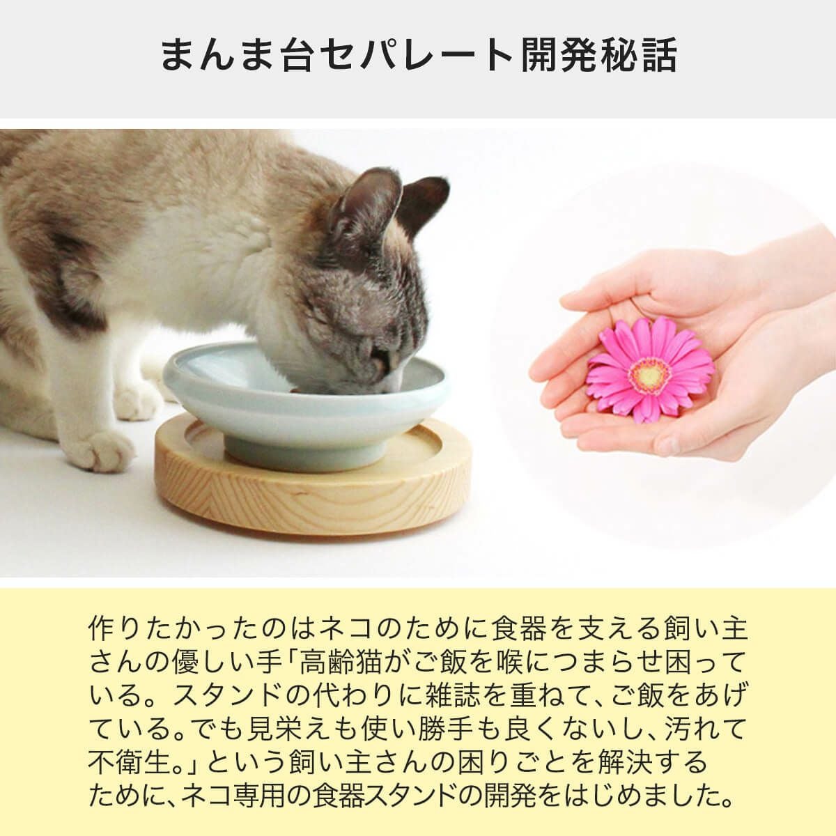 猫がご飯を吐く対策。高さ調整可の餌台 まんま台セパレートハーフ